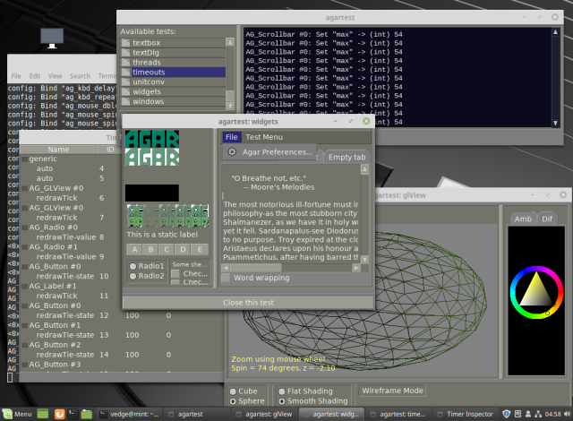 Agar 1.6.0's agartest on Linux Mint